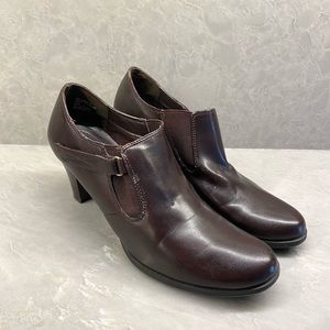 White Mountain Womens Kennar Booties Block Heels Brown Faux Leather Shoes Sz 7.5